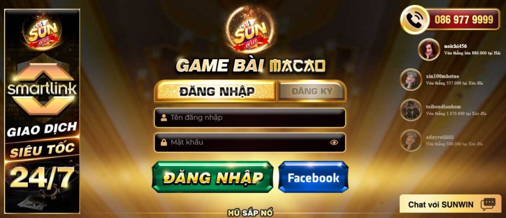 Giới thiệu tổng quát cổng game bài SunWin